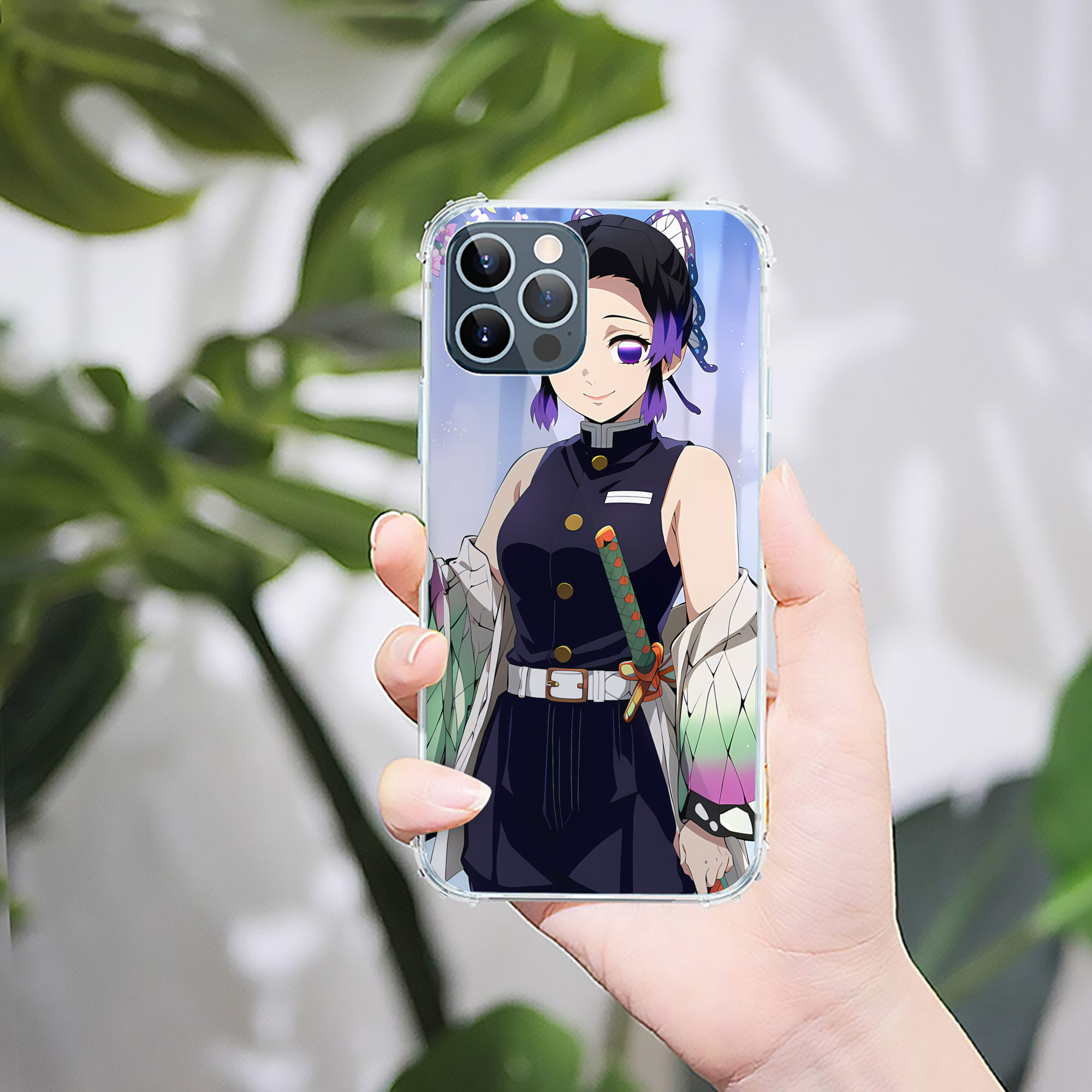 （画像用） 鬼滅の刃（きめつのやいば）蟲柱-胡蝶 しのぶ／こちょう しのぶ Kochou Shinobu 【iPhone 12シリーズ対応】透明スマホケース（クリアソフトケース）